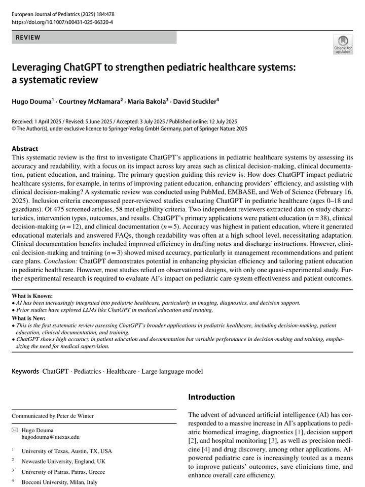 Hugo Douma, European Journal of Pediatrics 2025